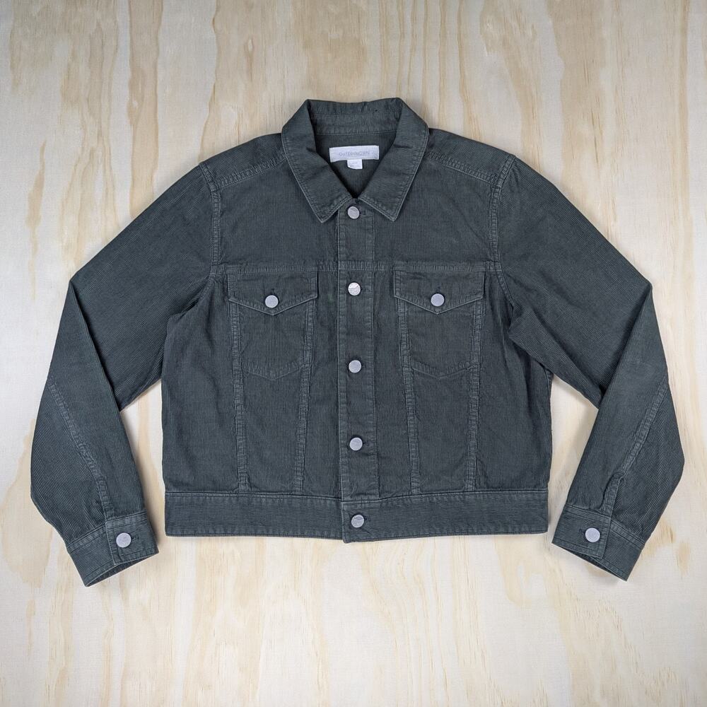 Outerknown Women's Medium Lou Cord Trucker Jacket Green Organic Cotton Corduroy